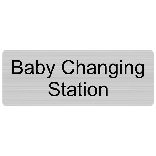 Silver Engraved Baby Changing Station Sign EGRE-15953_Black_on_Silver