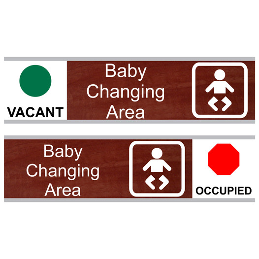 Cinnamon Baby Changing Area (Vacant/Occupied) Sliding Engraved Sign EGRE-265-SYM-SLIDE_White_on_Cinnamon