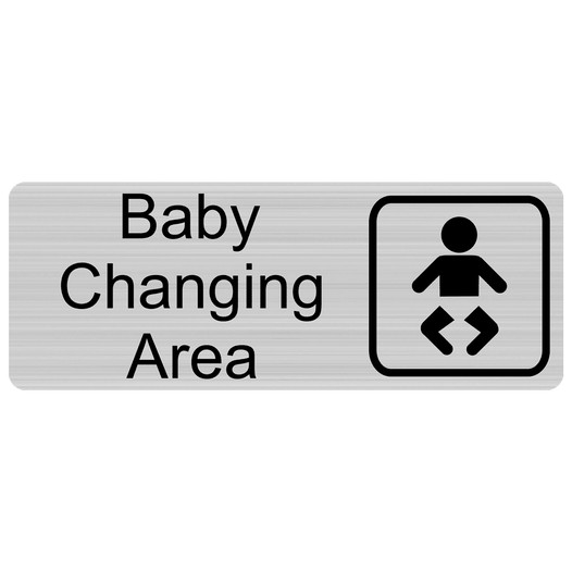 Silver Engraved Baby Changing Area Sign with Symbol EGRE-265-SYM_Black_on_Silver