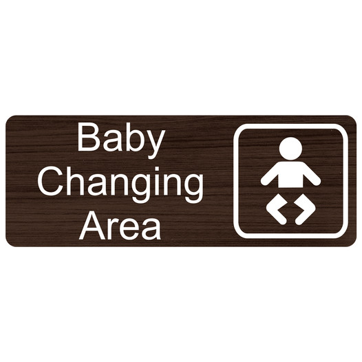Kona Engraved Baby Changing Area Sign with Symbol EGRE-265-SYM_White_on_Kona