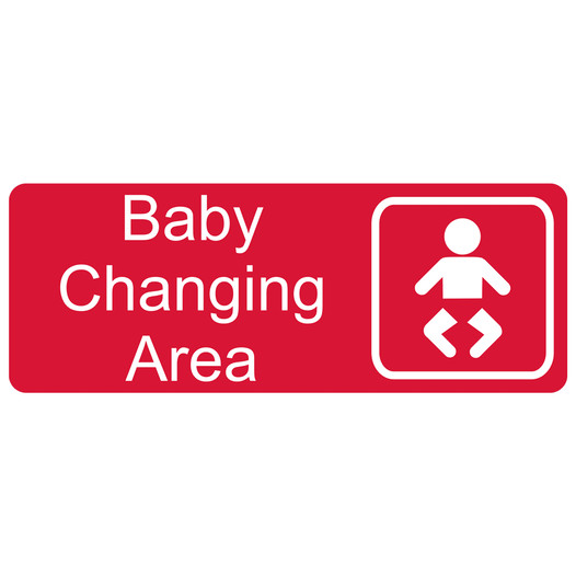 Red Engraved Baby Changing Area Sign with Symbol