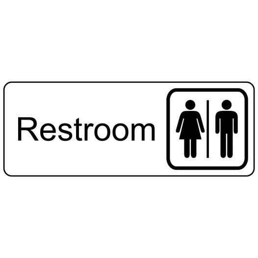 White Engraved Restroom Sign with Symbol EGRE-545-SYM_Black_on_White