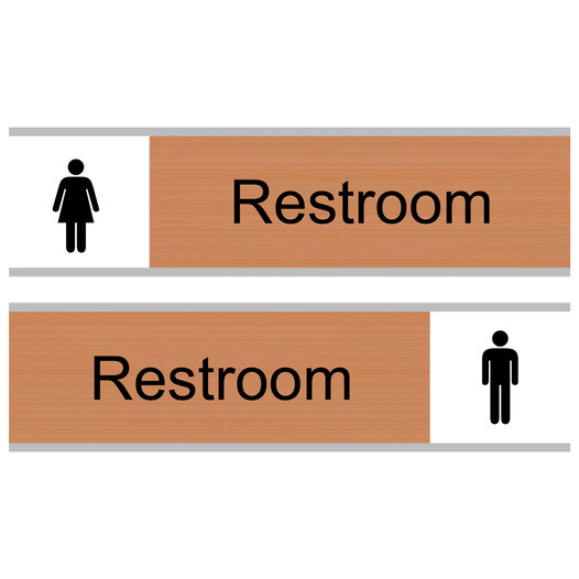 Copper Restroom (Man/Woman) Sliding Engraved Sign EGRE-546-SLIDE_Black_on_Copper