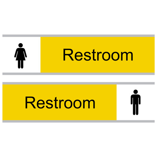 Yellow Restroom (Man/Woman) Sliding Engraved Sign EGRE-546-SLIDE_Black_on_Yellow