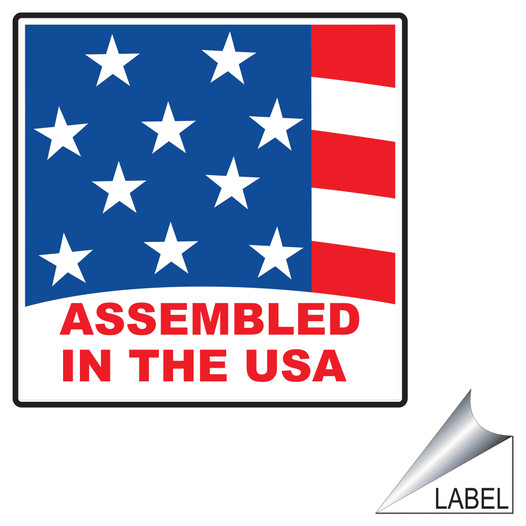 Assembled In The USA Label for Made in America LABEL_SYM_696