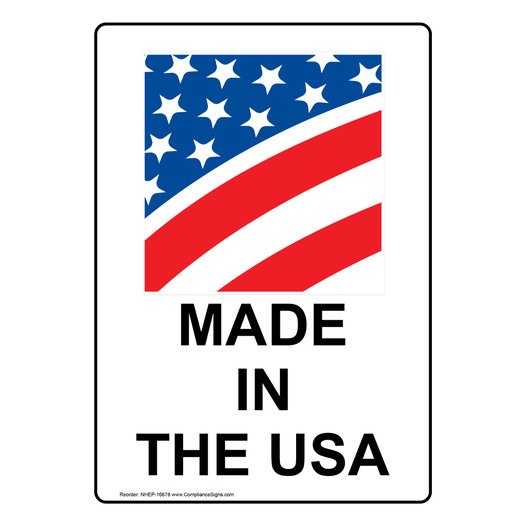 Portrait Made In The USA Sign With Symbol NHEP-16678
