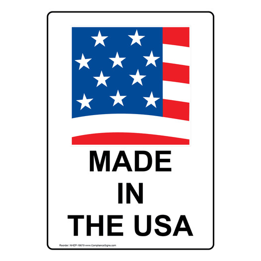 Portrait Made In The USA Sign With Symbol NHEP-16679