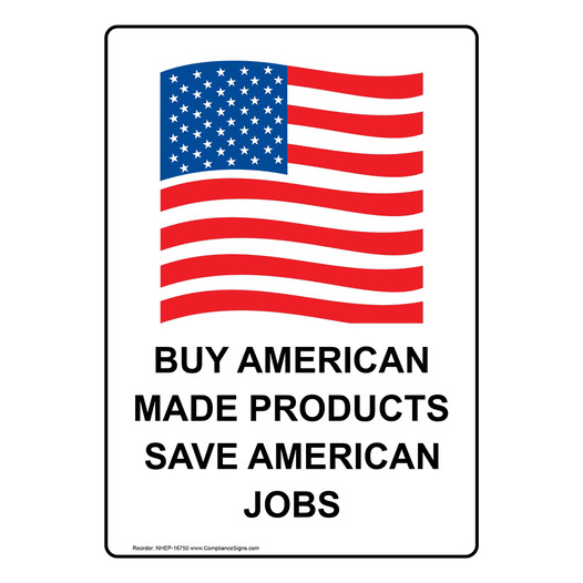 Portrait Buy American Made Products Sign With Symbol NHEP-16750