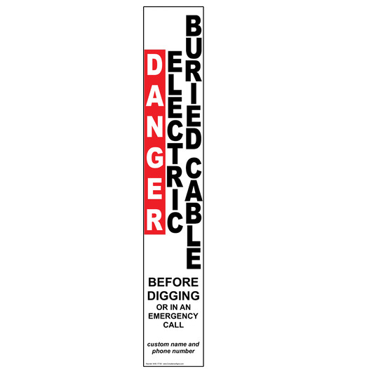 Danger Electric Buried Cable Call Before Digging Label NHE-17736