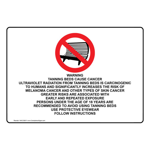 WARNING TANNING BEDS CAUSE CANCER Sign With Symbol NHE-50611