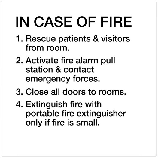 VA Code In Case Of Fire Sign NHE-15969