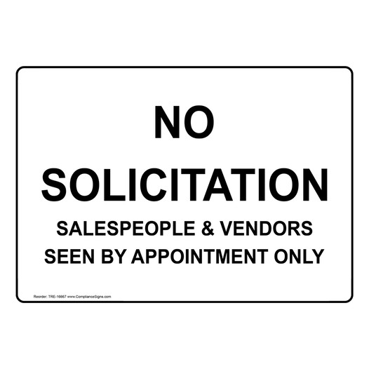 No Solicitation Appointment Only Sign TRE-16667
