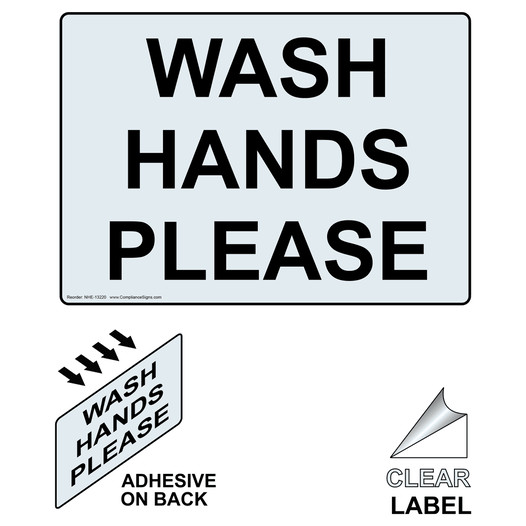 Wash Hands Please Label for Handwashing NHE-13220