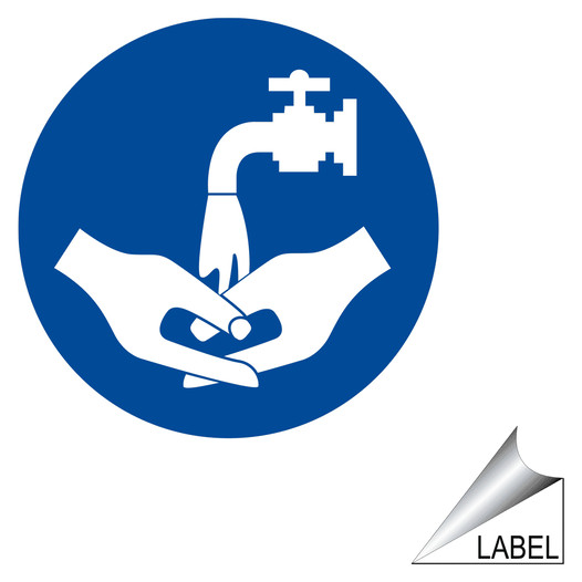 Wash Hands Symbol Label LABEL-CIRCLE-58 Hand Washing