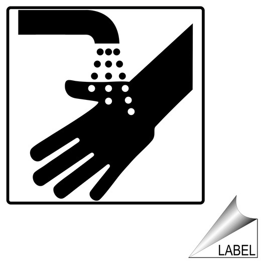 Wash Hands Wash Hands Symbol Label / Sticker White Reflective