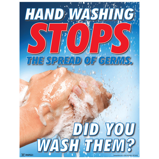 Hand Washing Stops The Spread Of Germs Poster CS340034