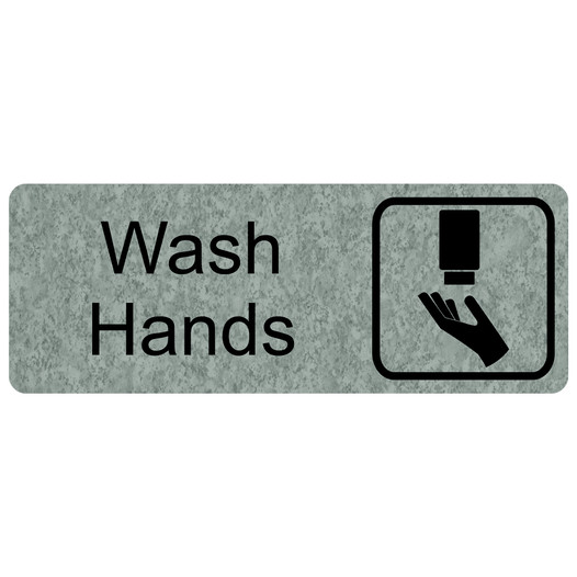 Platinum Marble Engraved Wash Hands Sign with Symbol