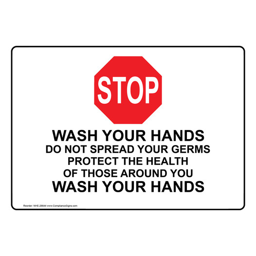 Wash Your Hands Do Not Spread Your Germs Sign NHE-26644