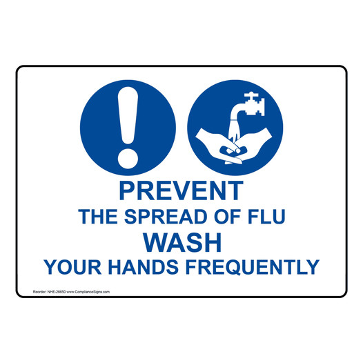 Prevent Flu Wash Your Hands Frequently Sign NHE-26650