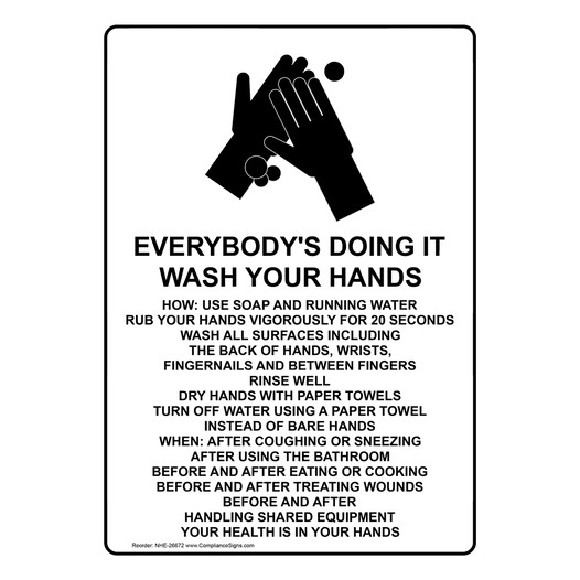 Everybody'S Doing It Wash Your Hands Sign NHE-26672 Hand Washing
