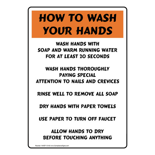 Portrait How To Wash Your Hands Wash Hands With Sign NHEP-13140