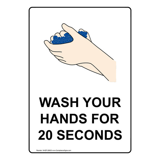 Portrait Wash Your Hands For 20 Seconds Sign With Symbol NHEP-26630