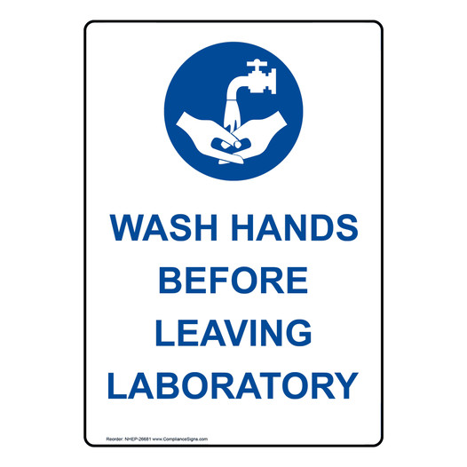 Portrait Wash Hands Before Leaving Sign With Symbol NHEP-26681