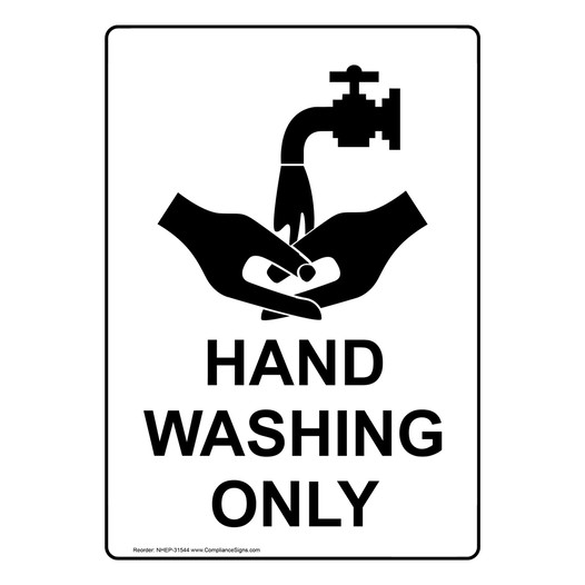 Portrait Hand Washing Only Sign With Symbol NHEP-31544