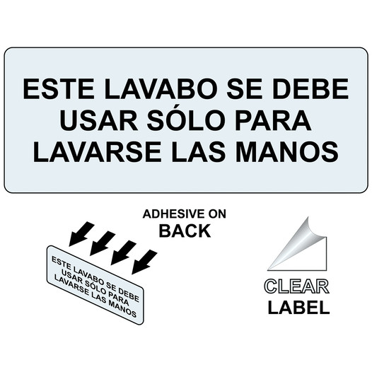 Hand Wash Sink Only Spanish Label NHS-13225