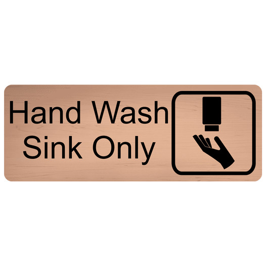 Cashew Engraved Hand Wash Sink Only Sign with Symbol EGRE-367-SYM_Black_on_Cashew