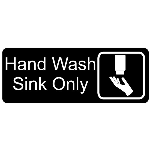 Black Engraved Hand Wash Sink Only Sign with Symbol EGRE-367-SYM_White_on_Black