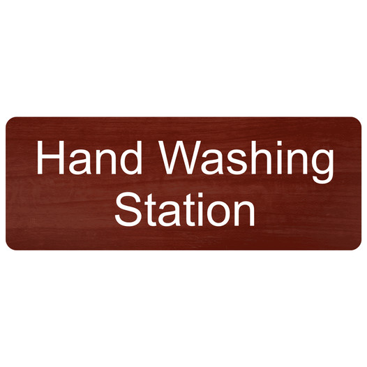 Cinnamon Engraved Hand Washing Station Sign EGRE-368_White_on_Cinnamon