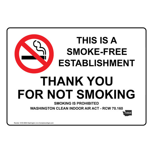 Washington This Is A Smoke-Free Establishment Sign NHE-6906-Washington