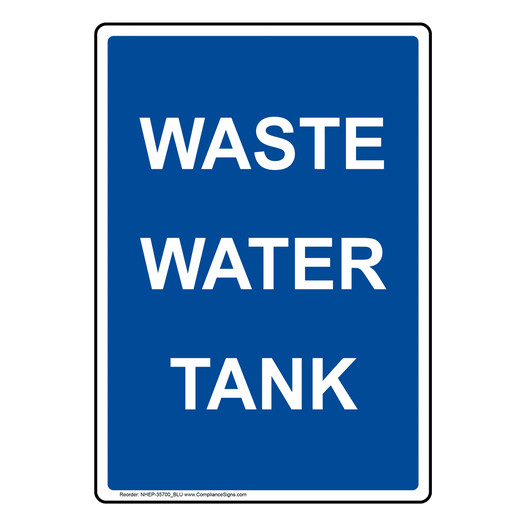 Portrait Waste Water Tank Sign NHEP-35700_BLU