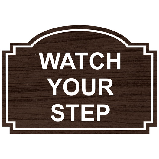 Kona Engraved WATCH YOUR STEP Sign EGRE-15738_White_on_Kona
