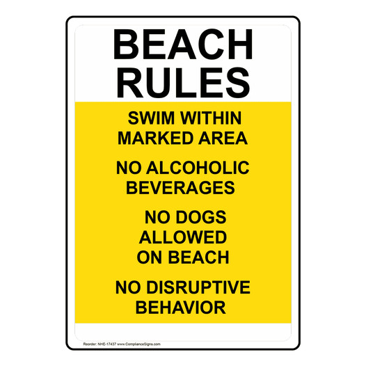 Beach Regulations Rules Sign for Policies / Regulations NHE-17437