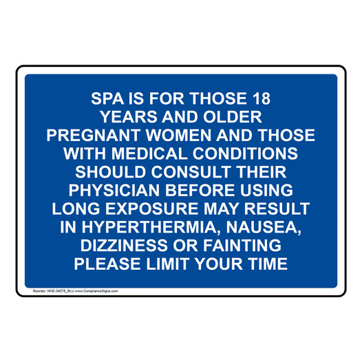 Spa Is For Those 18 Years And Older Sign NHE-34578_BLU