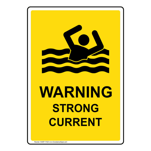 Portrait Warning Strong Current Sign With Symbol NHEP-17423
