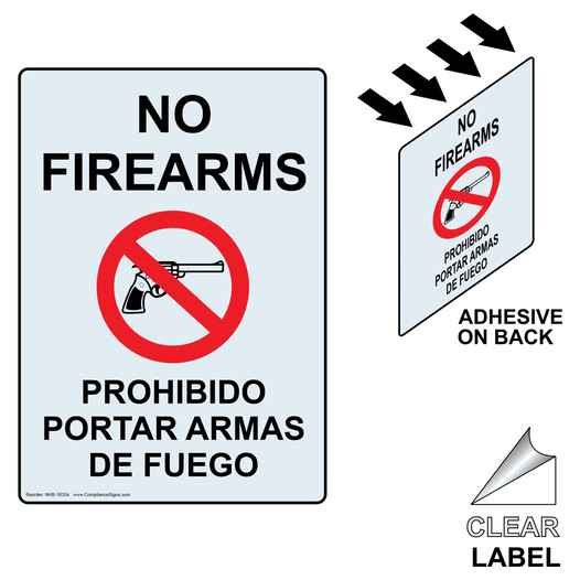 No Firearms Bilingual Label for Alcohol / Drugs / Weapons