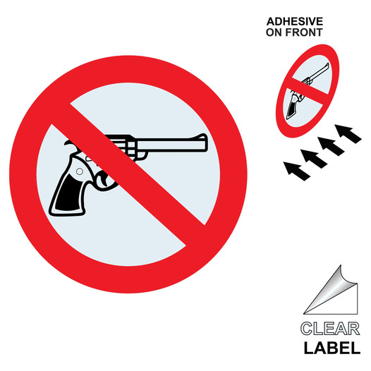 No Guns Allowed Symbol Label Prohib-175-R-SYM-Clear-Reverse
