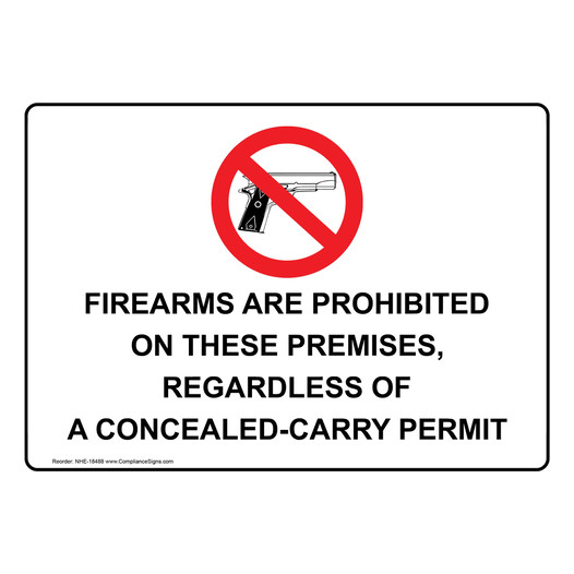 Firearms Are Prohibited Concealed-Carry Permit Sign NHE-18488