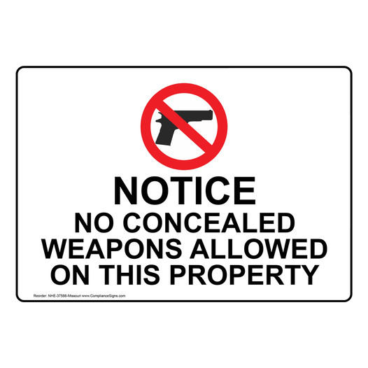 Missouri NO CONCEALED WEAPONS Sign NHE-37588-Missouri