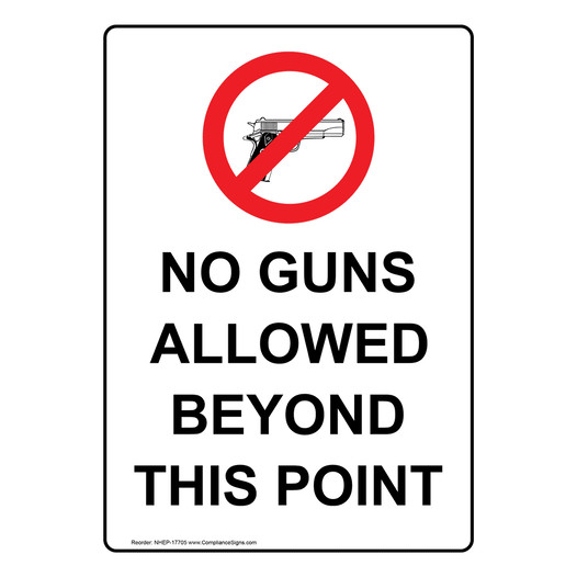 Portrait No Guns Allowed Beyond This Point Sign With Symbol NHEP-17705