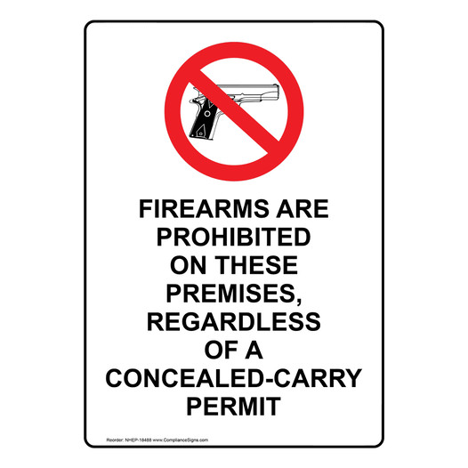 Portrait Firearms Are Prohibited Sign With Symbol NHEP-18488