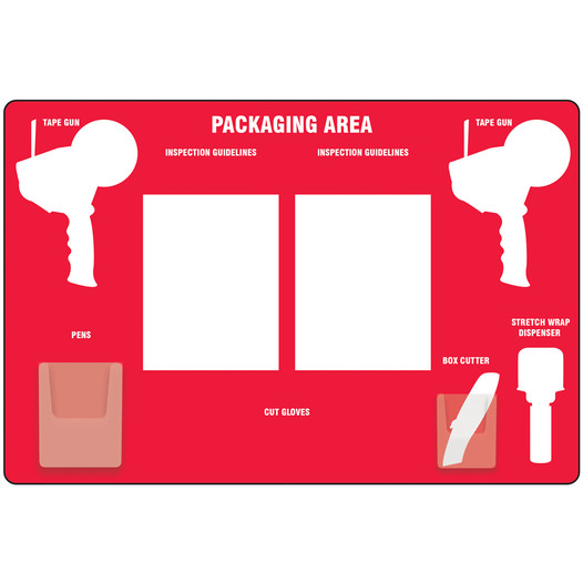 Large Packaging Area Shadow Board - Red/White