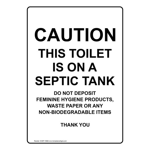 Portrait Caution This Toilet Is On A Septic Sign NHEP-15896