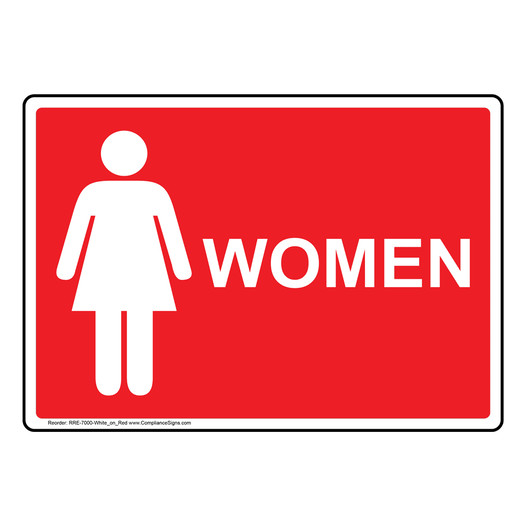 Red Women Restroom Sign With Symbol RRE-7000-White_on_Red