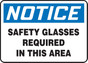 Safety Glasses Required Sign 40S4121
