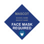 Blue Face Mask Required Diamond Floor Label with School Name and Mascot CS332040