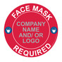 Red Face Mask Required Round Floor Label with Company Name and / or Logo CS848212
